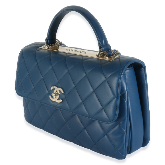 Chanel Navy Quilted Lambskin Medium Trendy Top Handle Bag - Picture 4 of 13